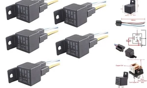 Car Relay 12V 40A SPST 4Pin Switch Socket Plug Wire Harness 40A 4Pin SPST - Picture 1 of 8