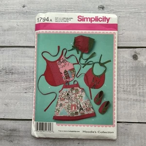 Simplicity 1794 Sewing Pattern Dress Bib Bonnet Booties Infant Sz XXS-L UNCUT - Picture 1 of 3