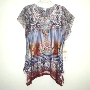 NEW! World Unity Womens Top Size L Embellished Asymmetrical Hem Whimsigoth Boho - Picture 1 of 14