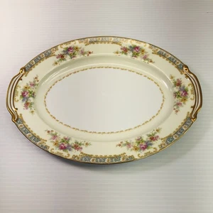 Noritake M China Morimura Occupied Japan Floral w/Gold Trim 11-3/4” Platter RARE - Picture 1 of 8