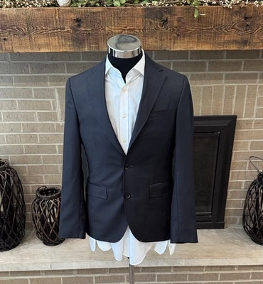 Ted Baker 男式 38R 黑色地理图案 100% 羊毛 2 按钮运动外套 二手状况完好 — 第 1/4 张图片