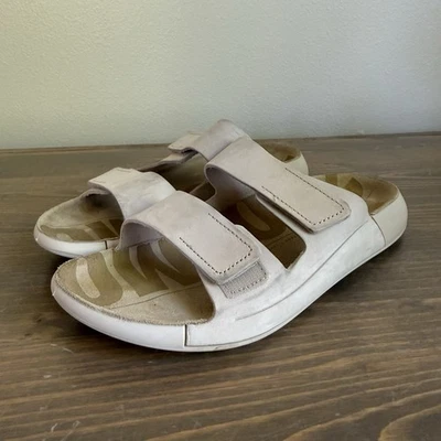 Sandalias Ecco para mujer 6-6,5 piedra caliza blanca 2nd Cosmo dos correas sin cordones Foto 1 de 4