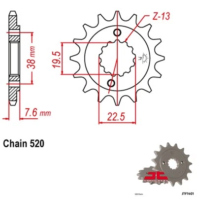 JT Sprockets Steel Front Sprocket-15T for 2003-2006 Kawasaki KFX400 ATV - Image 1 of 2