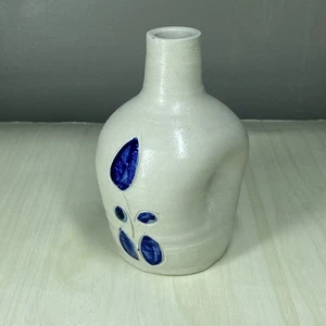 Jarrón de cerámica Williamsburg hojas azul cobalto esmaltado con sal hecho a mano pellizcado en EE. UU. - Imagen 1 de 9