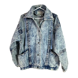 Vintage Stefano Oversized Acid Wash Jean Denim Jacket Womens Large Grunge Street - Picture 1 of 10