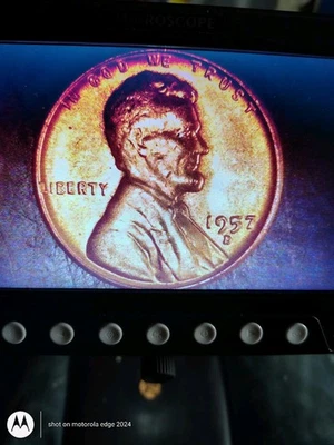 1957-D Lincoln Wheat Penny Double Die Obverse Error Coin - One Cent 1c DDO  - Image 1 of 4
