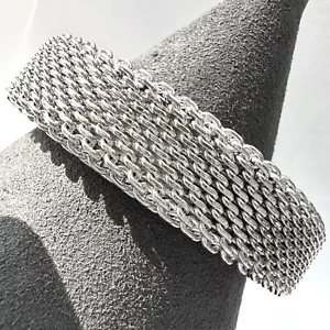 Brazalete brazalete ovalado de malla pesada en metal misterioso - tamaño 6,5 - 14,5 mm de ancho - Imagen 1 de 12