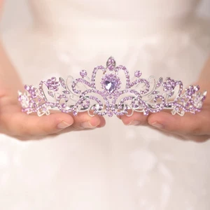 JWICOS Light Purple Crystal Tiara and Crown for Women Teen Girls Elegant Princes