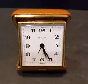Europa Travel Clock Diplomat Alarm Wind-up Pocket Clock 2 Jewels Germany VTG - Picture 1 of 9
