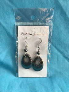 New Pair of 2-1/4" Long Genuine Hematite Oval Donut Earrings Pierced Ears - Picture 1 of 5