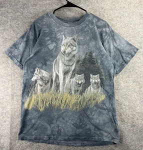 VTG The Mountain Wolf Pack Shirt Men's Medium Gray Short Sleeve Graphic Tee - Picture 1 of 8