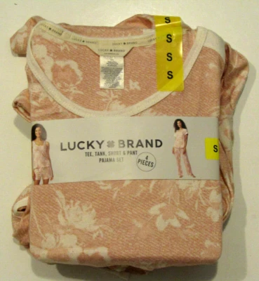Lucky Brand Womens Pajamas Set 4 Piece Pink Floral Night Sleepwear XL NWT - Image 1 of 2