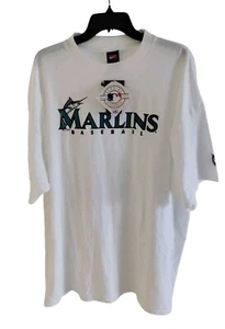 Florida Marlins VINTAGE 2002 NIKE T-shirt XXL MLB White Logo Print New With Tag - Picture 1 of 11