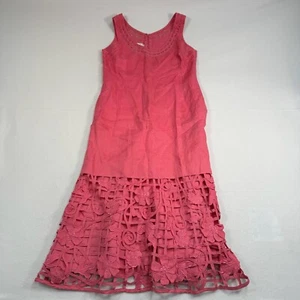 Abito J Song donna 8 rosa 100% lino senza maniche maxi floreale - Foto 1 di 12