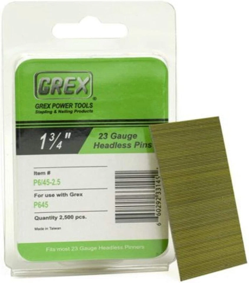 GREX POWER TOOLS Grex 23-Gauge Headless Pins - 1-3/4 in. - 2,500 Count