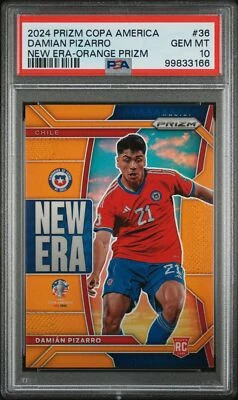 Damian Pizarro 2024 Panini Prizm Copa #36 Rookie New Era Orange #/25 PSA 10 GEM - Image 1 of 2