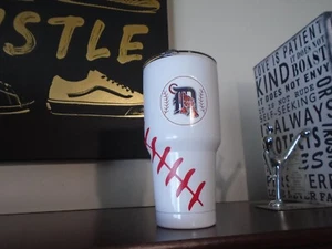Detroit Tigers MLB Logo White Stainless Steel Mug Cup With Straw & Cleaner 30 oz - Picture 1 of 2