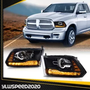FIT FOR 13-2018 DODGE RAM 1500 2500 3500 HEADLIGHTS LED DRL PROJECTOR HEADLAMP - Picture 1 of 10