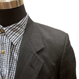 40S Pierre Cardin Wool Suit Jacket Black Charcoal Sport Coat Blazer Pinstripe - Picture 1 of 16