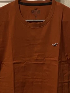 HOLLISTER MEN'S CREWNECK T-SHIRT COTTON SHORT SLEEVES DARK ORANGE IN MEDIUM SIZE - Picture 1 of 12