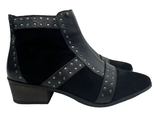 Amuse Society x Matisse Sorrento Black Suede Studded Ankle Bootie Western Boho - Picture 1 of 14