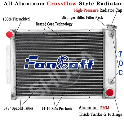 4-Row Aluminum Radiator Fit 1967-1969 Chevy Camaro / Pontiac Firebird Big Block - Изображение 1 из 4