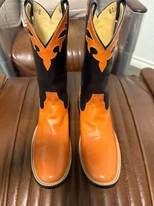 Rios of Mercedes Orange/Black Cowboy Boots - Men's 10B - Picture 1 of 5