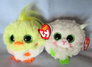 TY Puffies Beanie Ball Set - EGGY & BAASBY the 2023 Easter Chick & Lamb (4 Inch) - Picture 1 of 1
