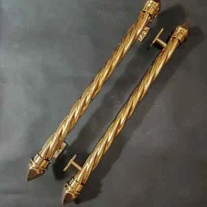 28" Inc Pair Vintage Gold Taper Thread pattern Brass Door Handle Brass door pull - Picture 1 of 2