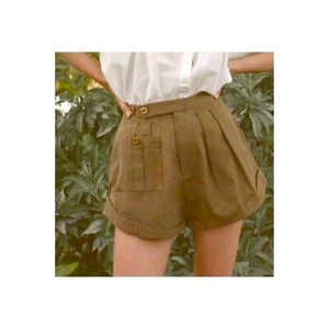 Doen Raelyn Women's Pleated High Waist Cargo Shorts size 6 Cotton Twill - Picture 1 of 10