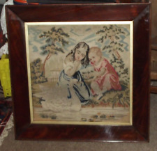 Antique Tapestry Embroidery Picture Rosewood 19th Century Frame