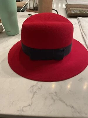 Sombrero vintage para mujer Cloche rojo 100 % lana fieltro Liz Claiborne Foto 1 de 4