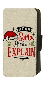 Christmas Quote Flip Wallet Phone Case Burlap Style Fits iPhone/Galaxy/Pixel (C - Picture 1 of 9