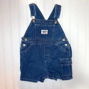 Vintage 90s Carter's Denim Overall Shorts Size 18 Months, Carpenter Style - Picture 1 of 6