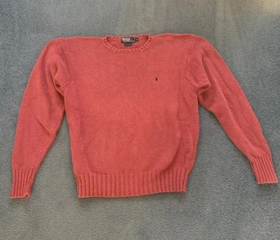 Suéter polo vintage Ralph Lauren malha cabo vermelho tamanho XL 100% algodão - Imagem 1 de 4