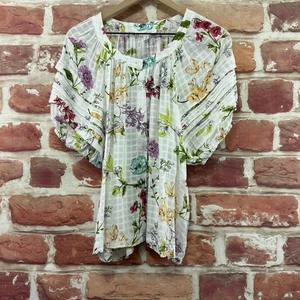 Anthropologie Jane + Delancey Top Damen M weiß bunt Blumen Freizeitshirt - Bild 1 von 8