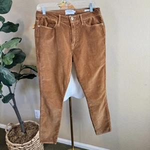 FRAME Velluto Le High Jeans Skinny Donna 30 Pantaloni Marrone Carmelo Elasticizzati Tasche - Foto 1 di 15