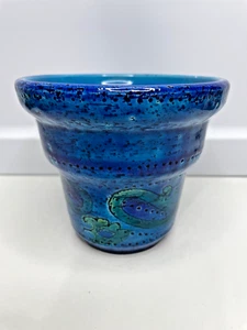 Vintage Bitossi Rimini blau Übertopf Cachepot Paisley Rosenthal Netter Aldo Londi - Bild 1 von 10