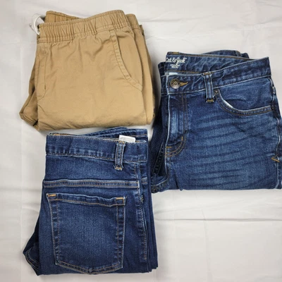 Cat & Jack Old Navy Jeans Lot Youth Boys 16 Denim Khaki Cargo Straight Skinny - Image 1 of 4