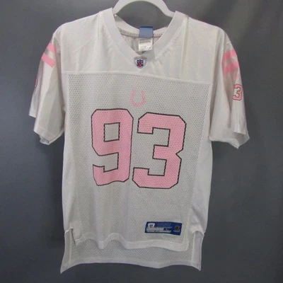 Camiseta deportiva de fútbol americano Dwight Freeney Reebok equipo NFL #93 rosa blanco grande 14-16 Foto 1 de 4