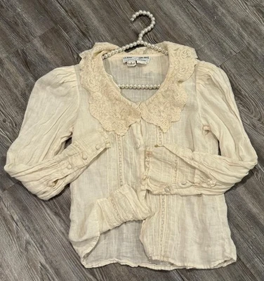 Blusa de Colección Años 80 Capa de Muchos Colores por Liberty & Lucrezia Crema 100% Lino LS 4 Foto 1 de 4