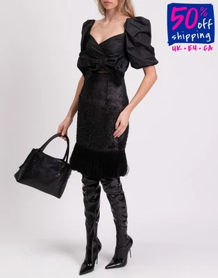 RRP€435 RED VALENTINO Top IT36 US0 UK4 XXS Black Short Sleeves Scoop Neck Foto 1 de 4