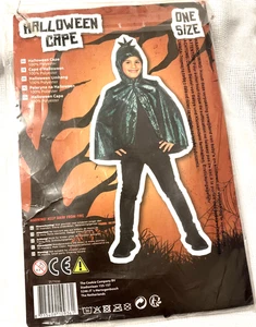 Kinder Halloween Cape One Size | schwarz mit grünen Punkten Kostüm - Bild 1 von 6