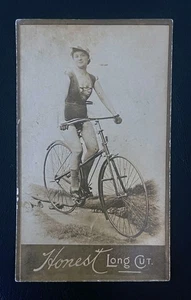 1890s Duke-Honest Long Cut • Woman on Bicycle • Photo • Non-Sports Tobacco Card - Picture 1 of 3