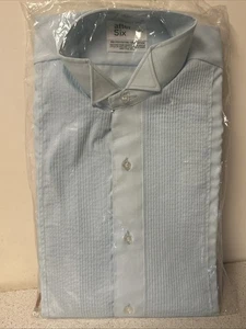 AFTER SIX Shirt Mens Size S6 Button Up Tuxedo Shirt Baby Blue Ruffled Disco Prom - Picture 1 of 4