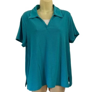 Cato Woman 22/24W Turquoise Blue & White Textured Knit Top - Picture 1 of 9