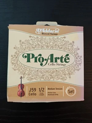 D'Addario Pro-Arte Cello String Set, 1/2 Scale, J59, Perion Core Medium Tension  - Image 1 of 2