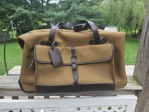 Borsone vintage Polo Ralph Lauren grande marrone rivestito in tela e pelle con ruote - Foto 1 di 24