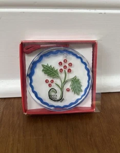 Kosta Boda Holly Hand Painted Glass Christmas Ornament Ulrica Hydman Vallien - Picture 1 of 7