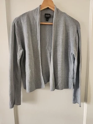 Suéter Eileen Fisher Petite M Azul Gris Lino Cárdigan Recortado Foto 1 de 4